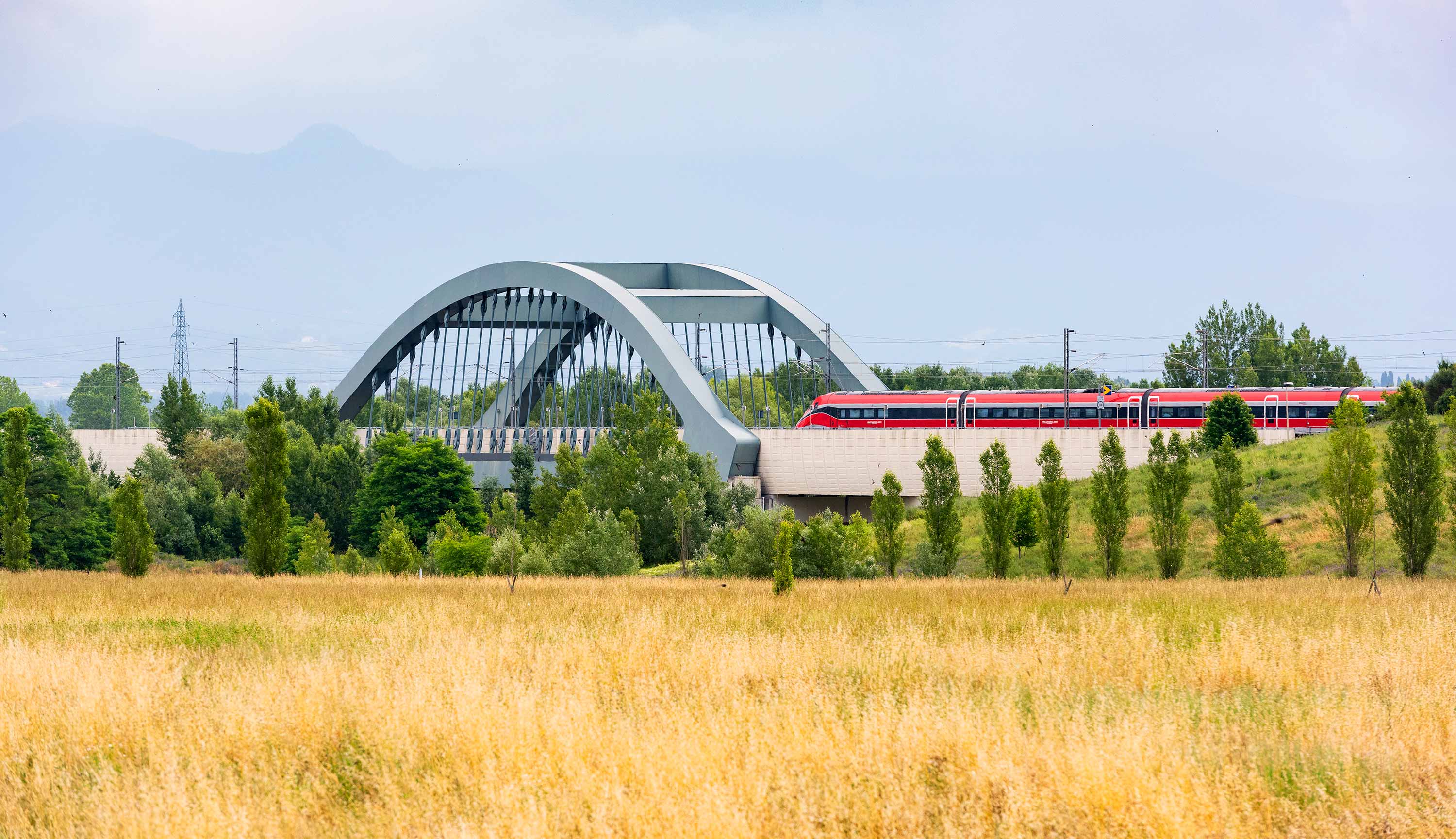 Treno in circolazione su ponte