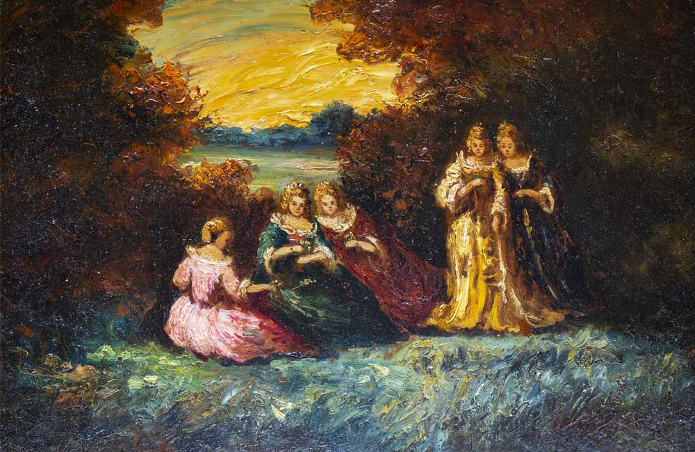 Adolphe Monticelli, Femmes dans une parc 
