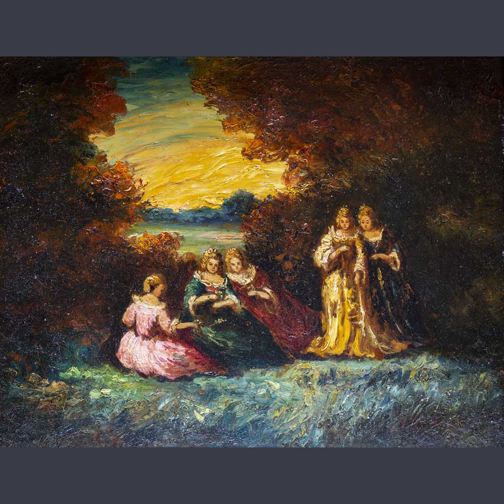 Adolphe Monticelli, Femmes dans une parc 