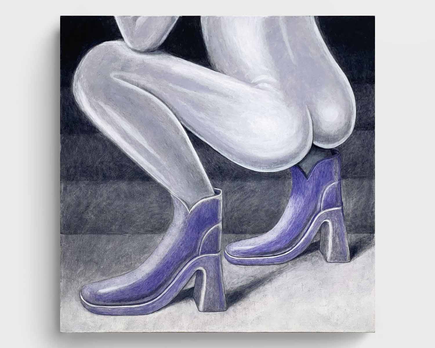 Krzysztof Grzybacz, A shiny boots (2022) 70 x 70 cm, oil on canvas