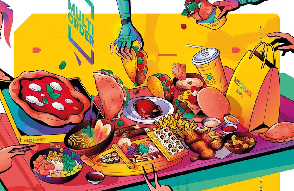 Illustrazione con cibo