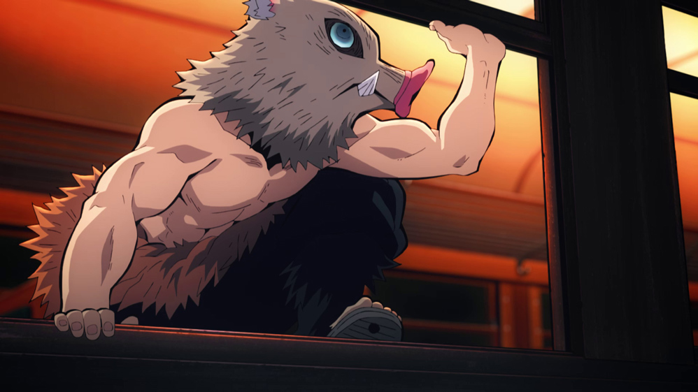 Inosuke, uno dei personaggi del film Demon Slayer – The movie: Il treno Mugen