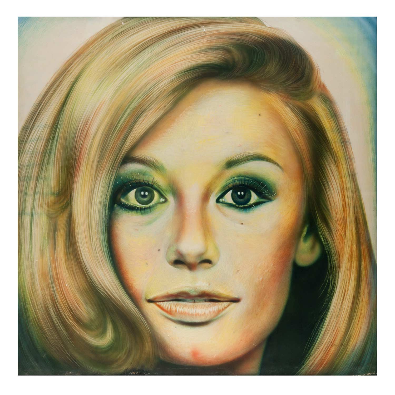 Aurelio Caminati, Raffaella Carrà (1972) tempera su carta montata su tavola, cm 100x100, Genova, Famiglia De Ferrari ©Loredana Ginocchio
