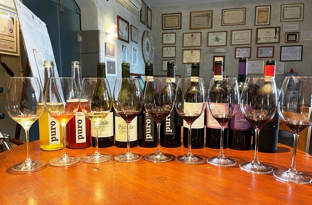 Bottiglie e calici di vino