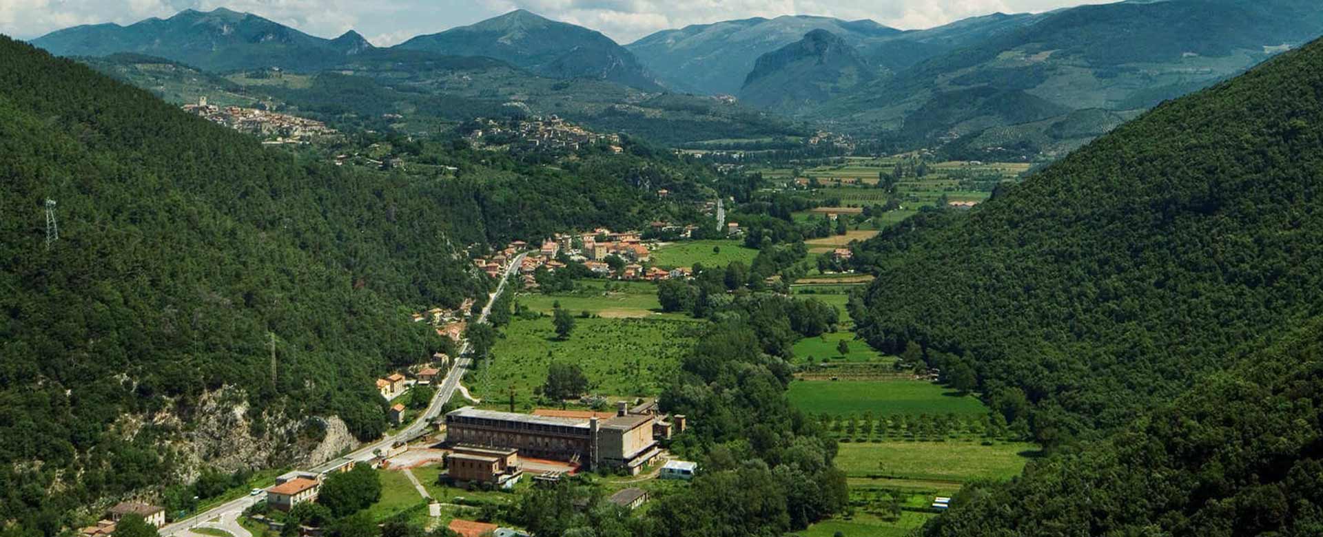 Una panoramica dall’alto della Valnerina, in Umbria