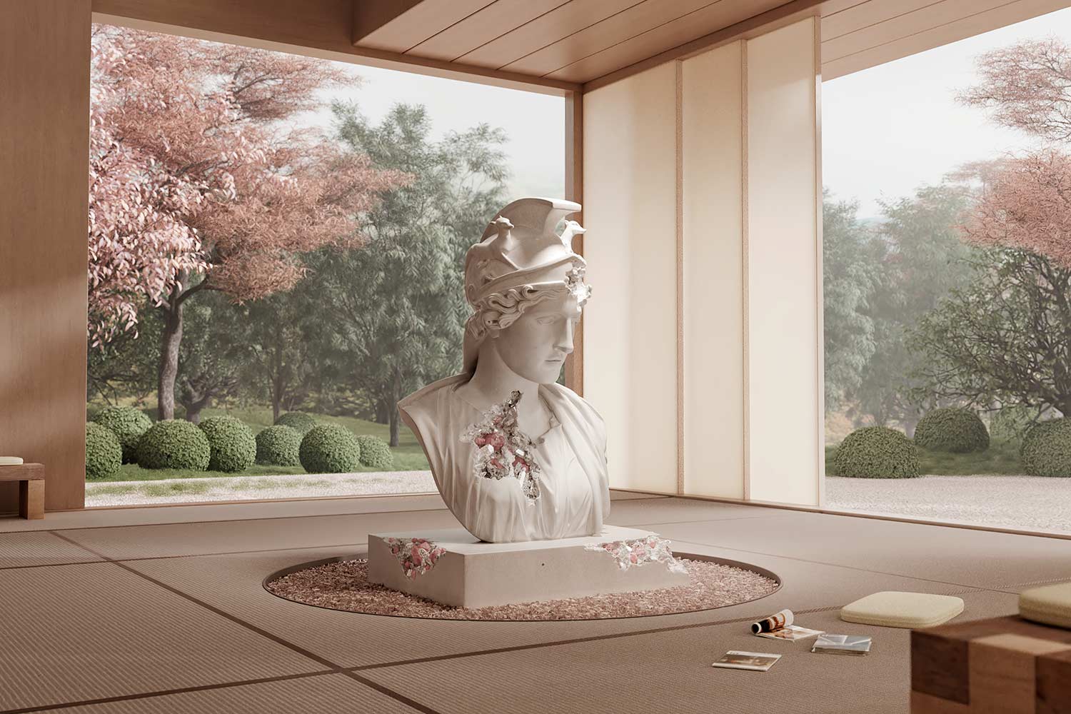 Daniel Arsham, Eroding and Reforming Bust of Rome (One Year), 2021 NFT single-channel video with sound Owned by Pablo Rodriguez-Fraile Courtesy the artist