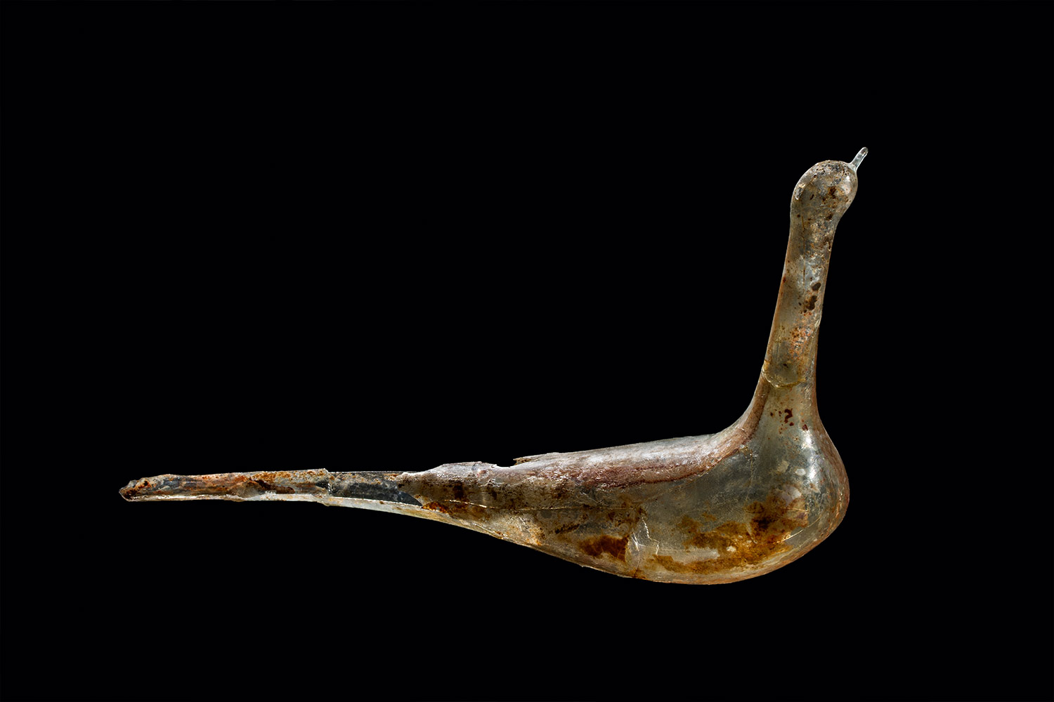 Balsamario in vetro a forma di colomba della prima metà del I secolo d.C.