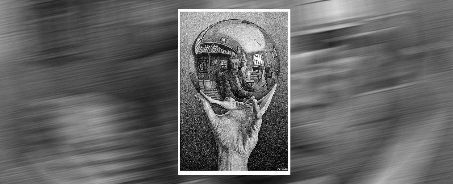 Mano con sfera riflettente di Maurits Cornelis Escher (1935)