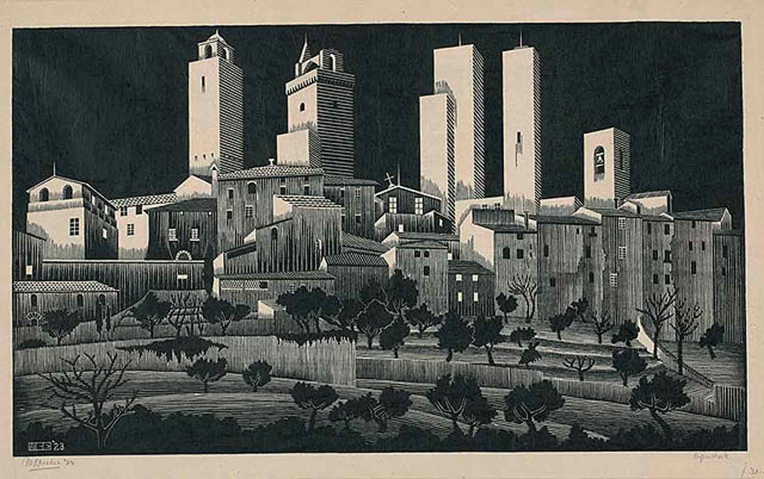 San Gimignano (1923) di Maurits Cornelis Escher