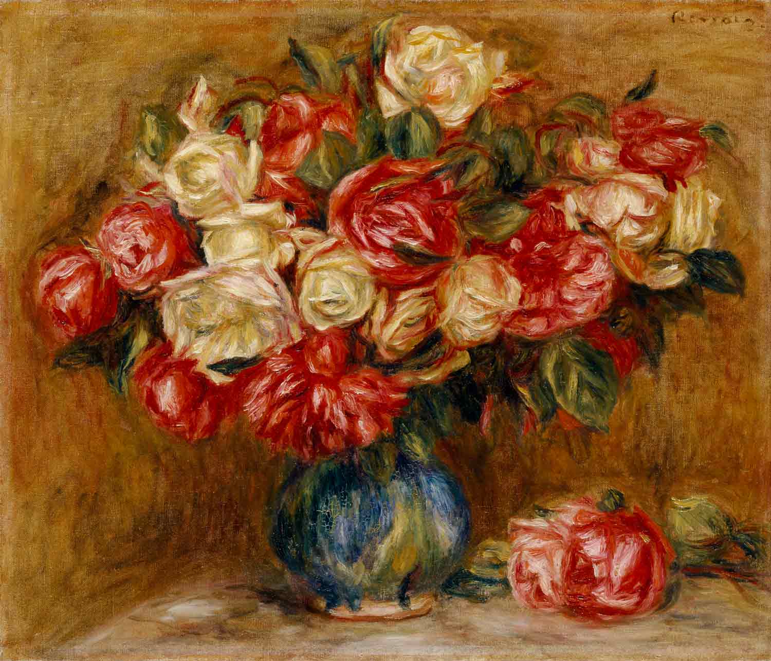 Roses dans un vase (1900) di Pierre-Auguste Renoir. Kunsthaus, Zurigo