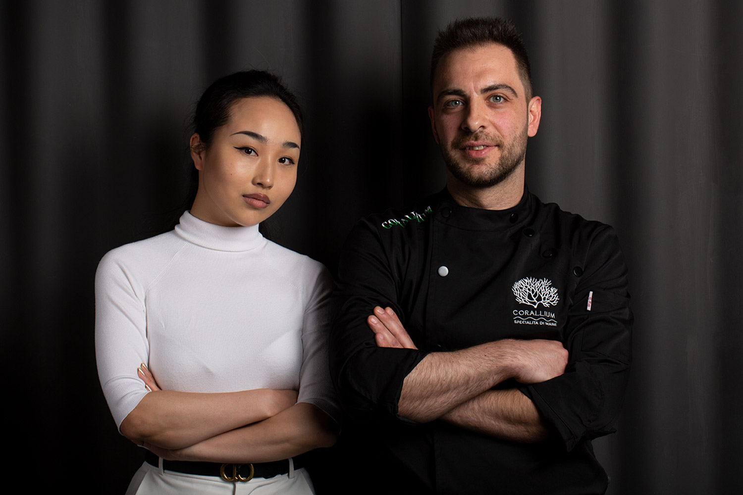 Monica Li e Domenico Di Gennaro, guida e chef del ristorante Corallium di Milano 