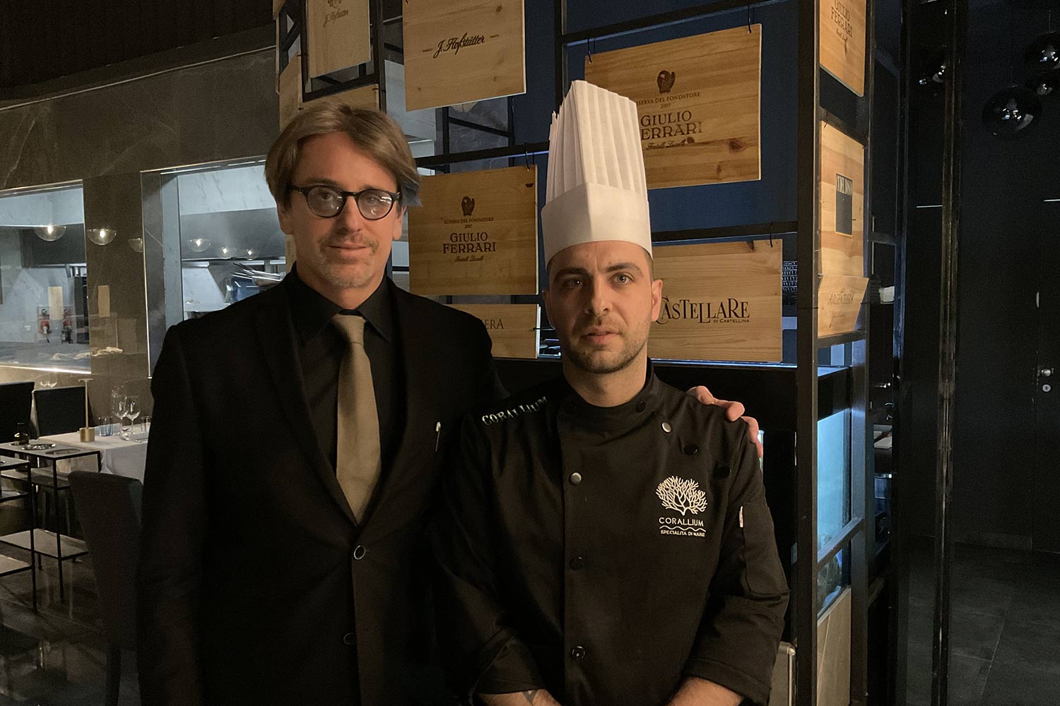 Luca Pedinotti e Domenico Di Gennaro, maître e chef del ristorante Corallium di Milano