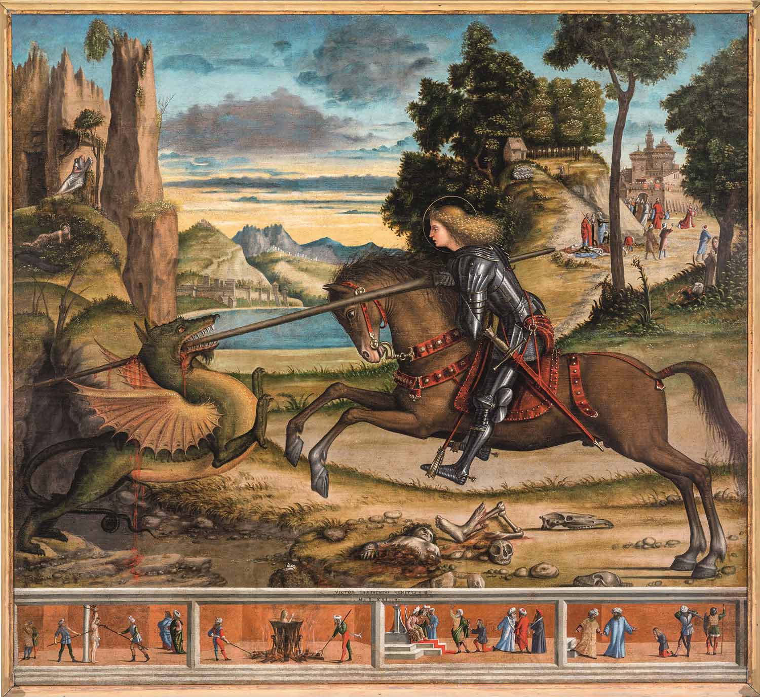 Vittore Carpaccio, San Giorgio che uccide il drago e quattro scene del suo martirio (1516) Courtesy Abbazia di San Giorgio Maggiore - Benedicti Claustra Onlus © Mauro Magliani