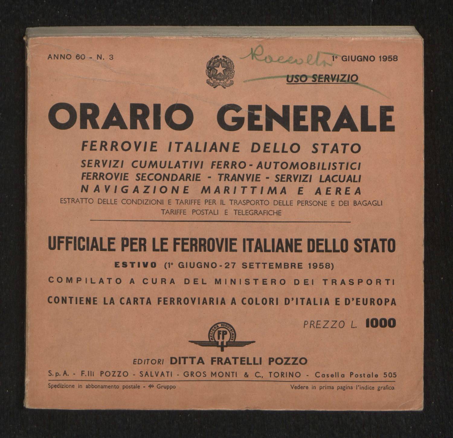 Copertina Orario 1958