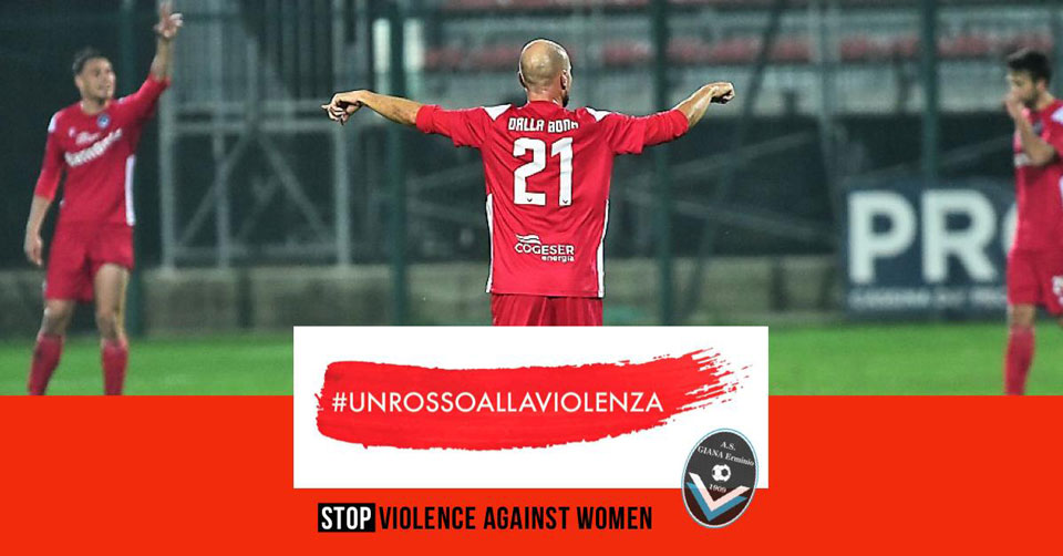 Le squadre della Giana Erminio e del Piacenza aderiscono alla campagna #unrossoallaviolenza