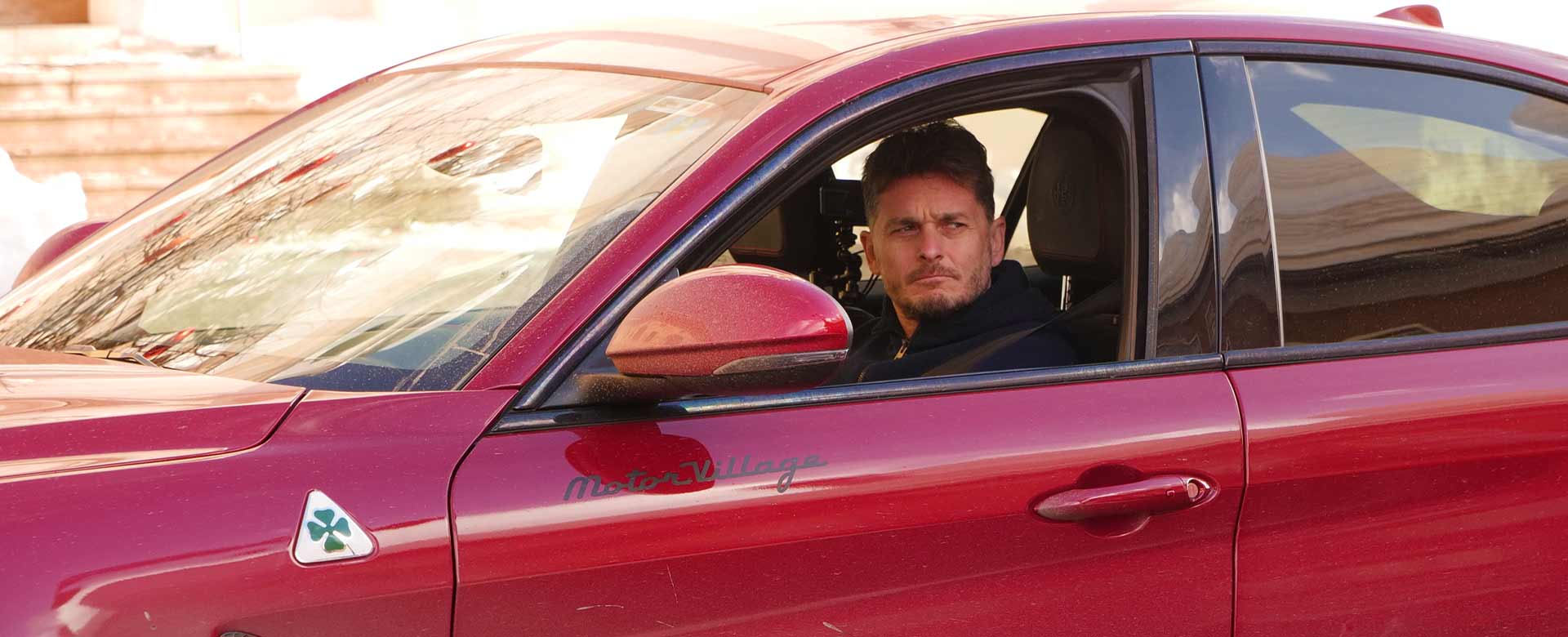 Giancarlo Fisichella al volante per un'esperienza di guida sulla smart road di Anas verso Cortina d'Ampezzo