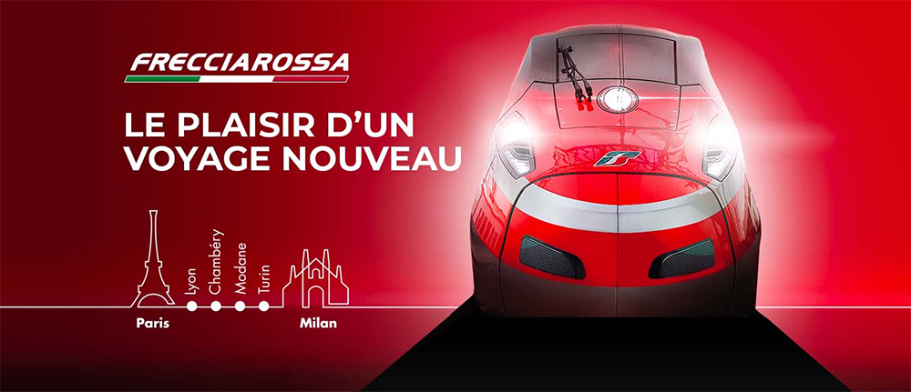Locandina in francese con Frecciarossa