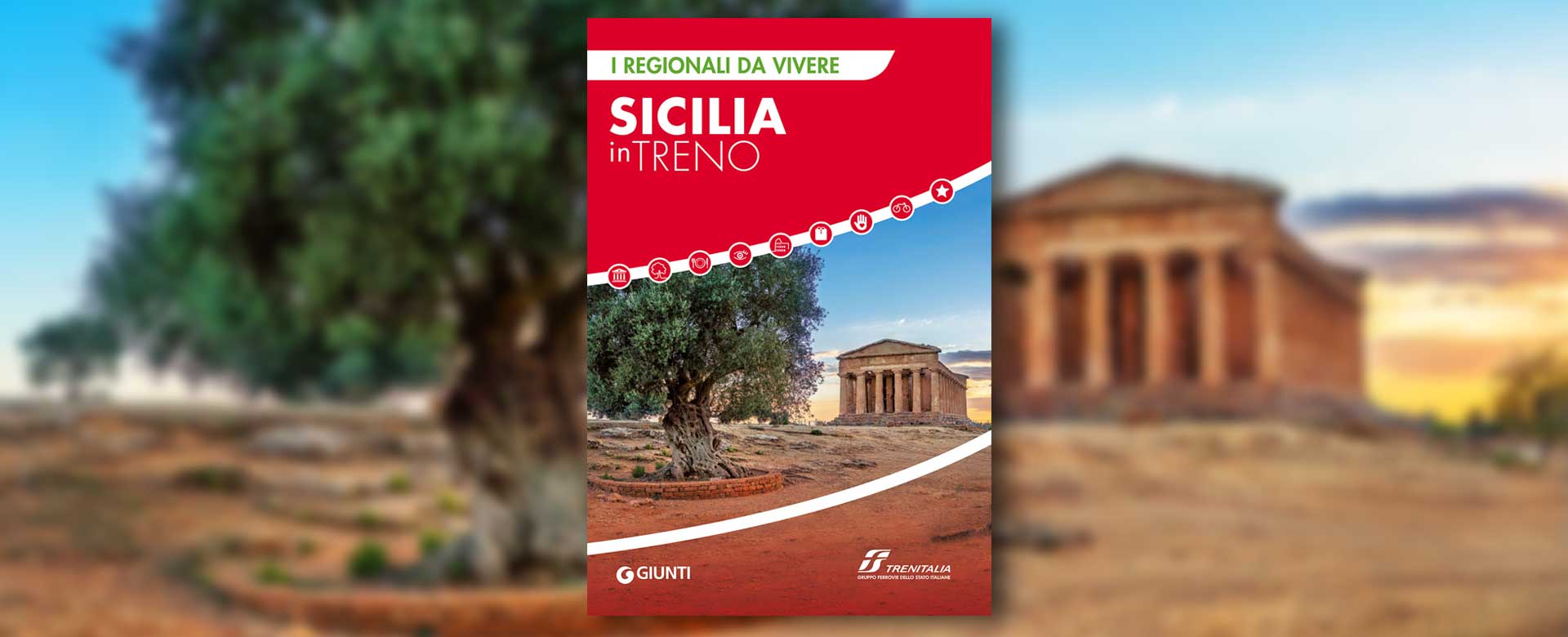 Cover della guida "Sicilia in treno" di Trenitalia e Giunti Editore