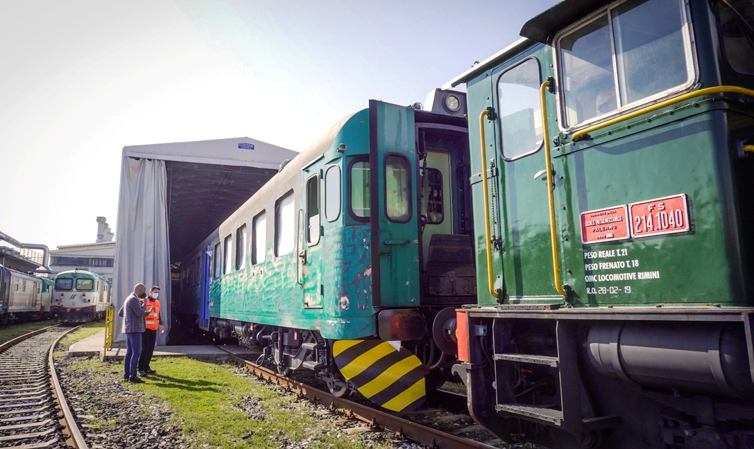 Treno storico Fondazione FS in officina
