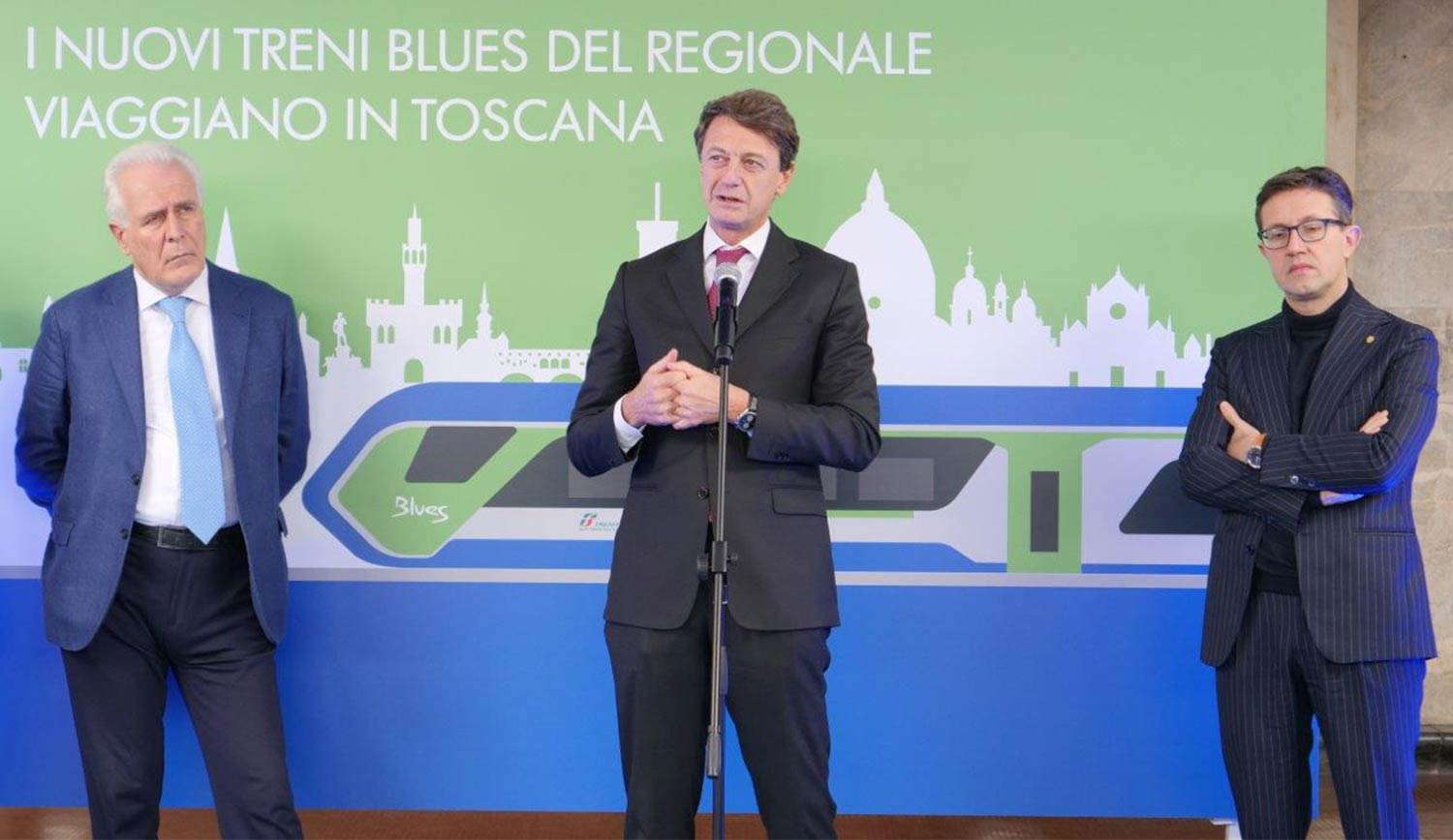 L'AD di Trenitalia Luigi Corradi con il Presidente della Regione Toscana Eugenio Giani e il Sindaco di Firenze Dario Nardella 