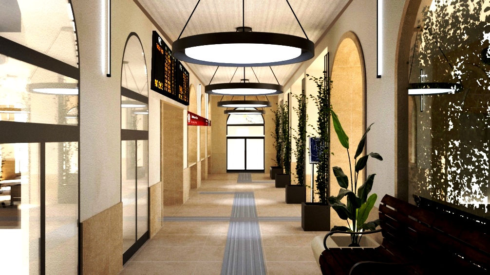 Rendering interni stazione di Lecce