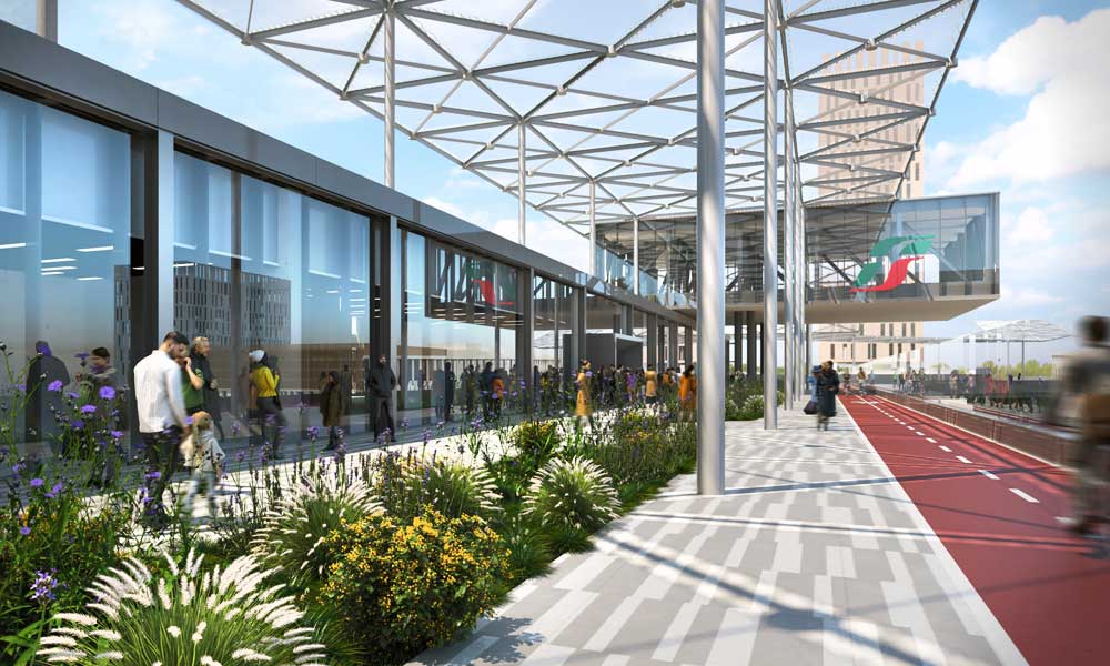 Rendering del progetto della nuova stazione di Venezia Mestre