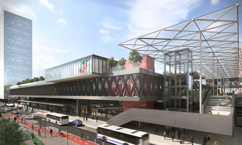 Rendering del progetto della nuova stazione di Venezia Mestre