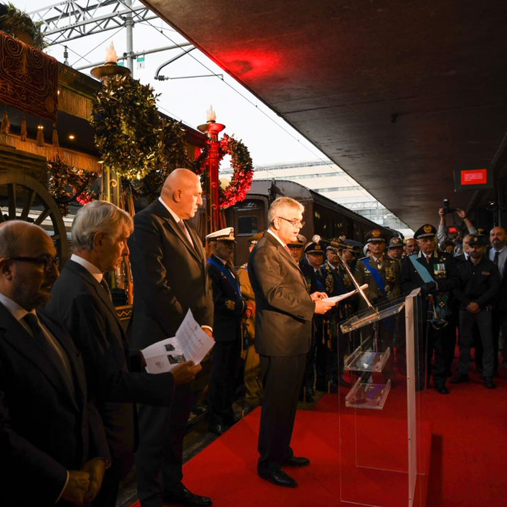 Luigi Ferraris, AD di FS, interviene a roma Termini in occasione dell'evento conclusivo organizzato per il viaggio del "Treno della memoria"