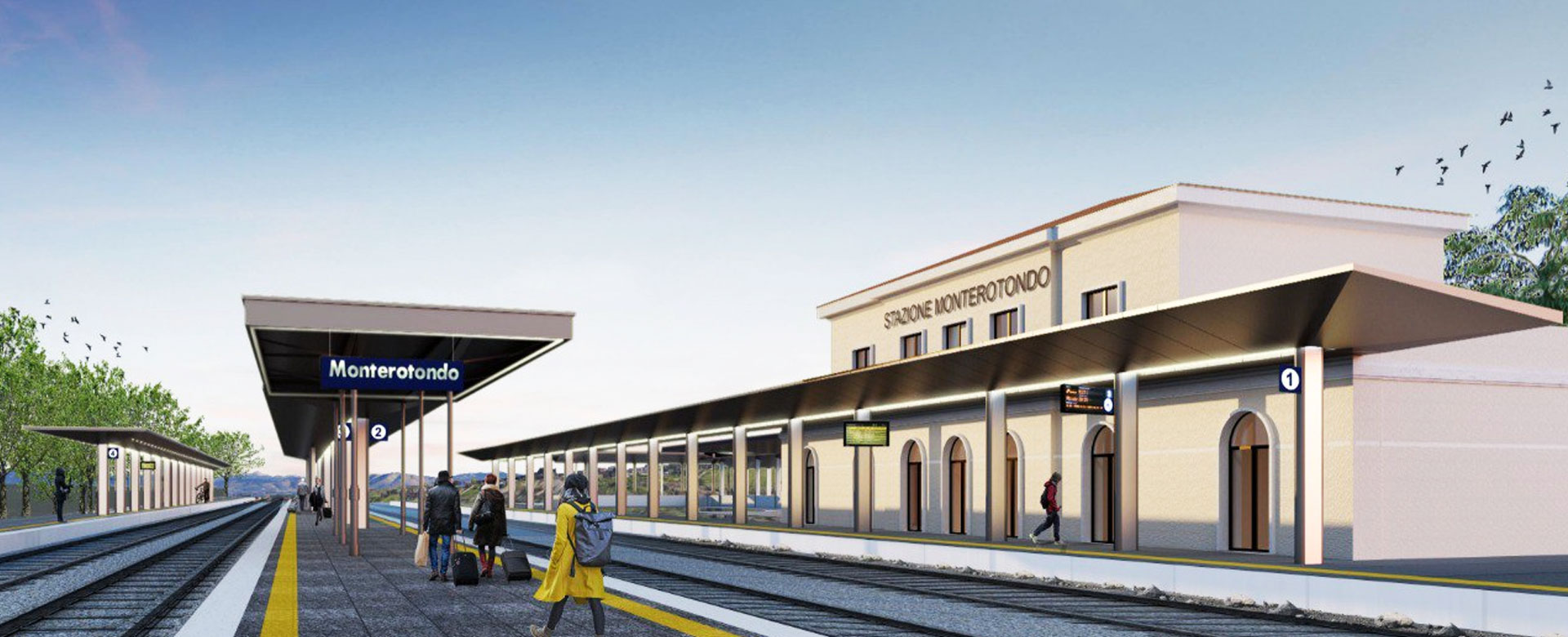 Rendering stazione di Monterotondo riqualificata