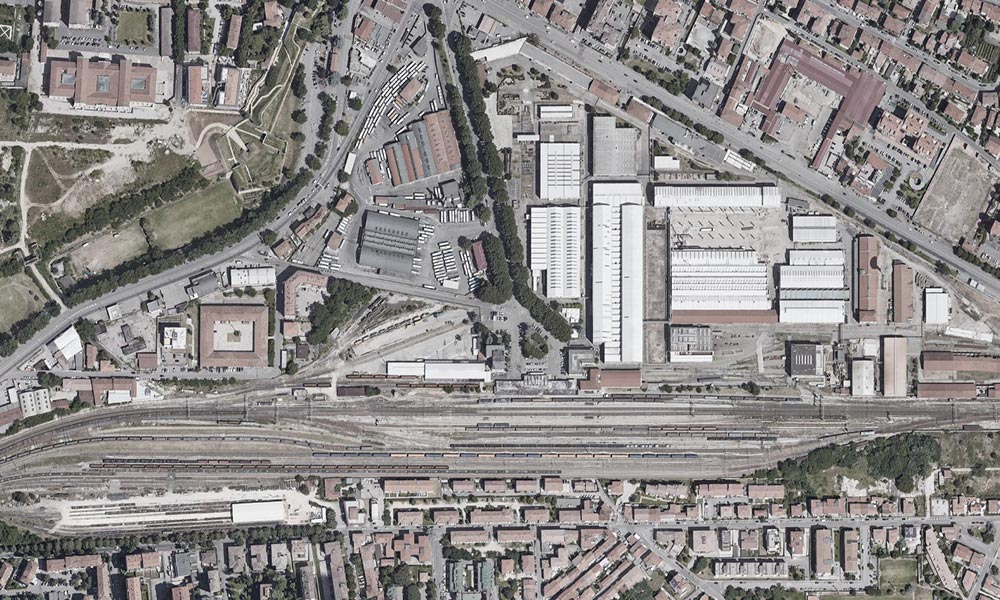 Veduta aerea dell'area della Stazione di Porta Vescovo