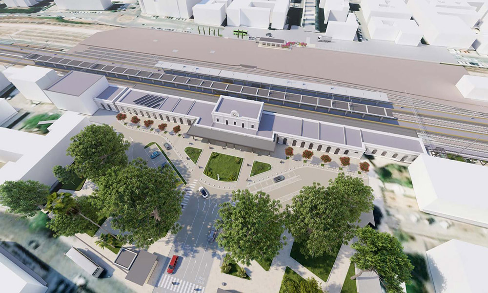 Una veduta aerea dell'area della Stazione di Brindisi
