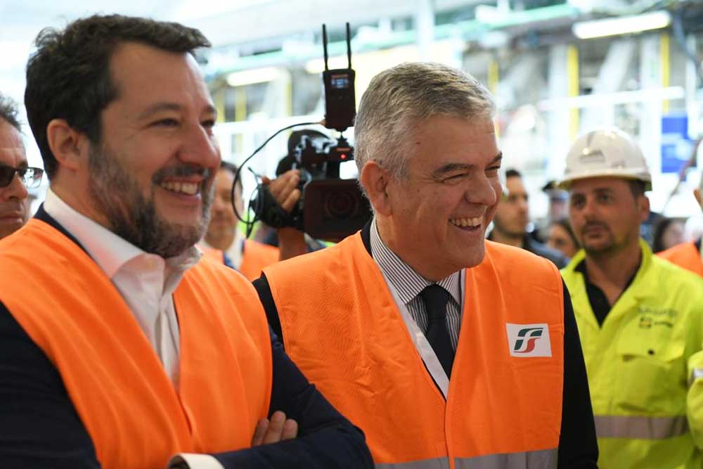 Luigi Ferraris, AD del Gruppo FS, insieme al Ministro Matteo Salvini a Firenze in occasione dell'avvio dei lavori del passante AV e della stazione di Belfiore