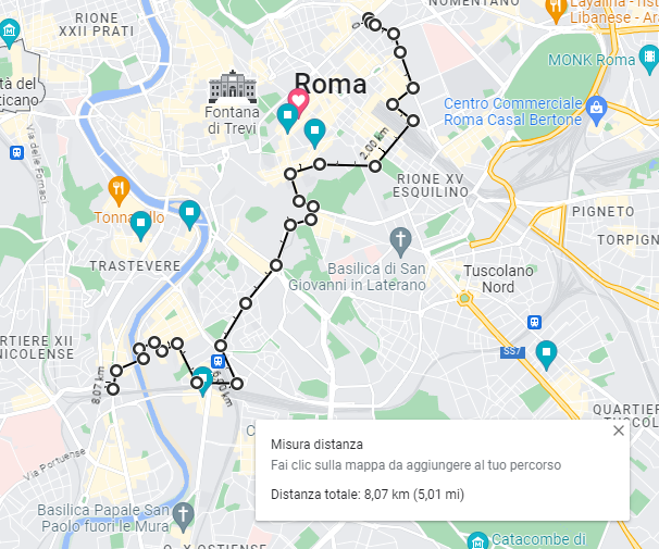 Il percorso compiuto per il bikeshop di RFI