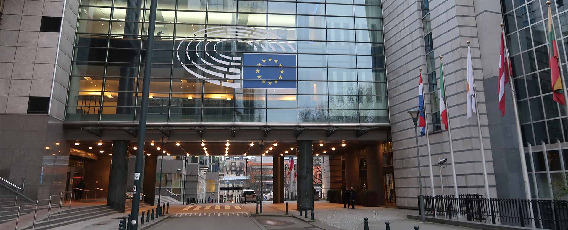 L'ingresso del Parlamento Europeo di Bruxelles