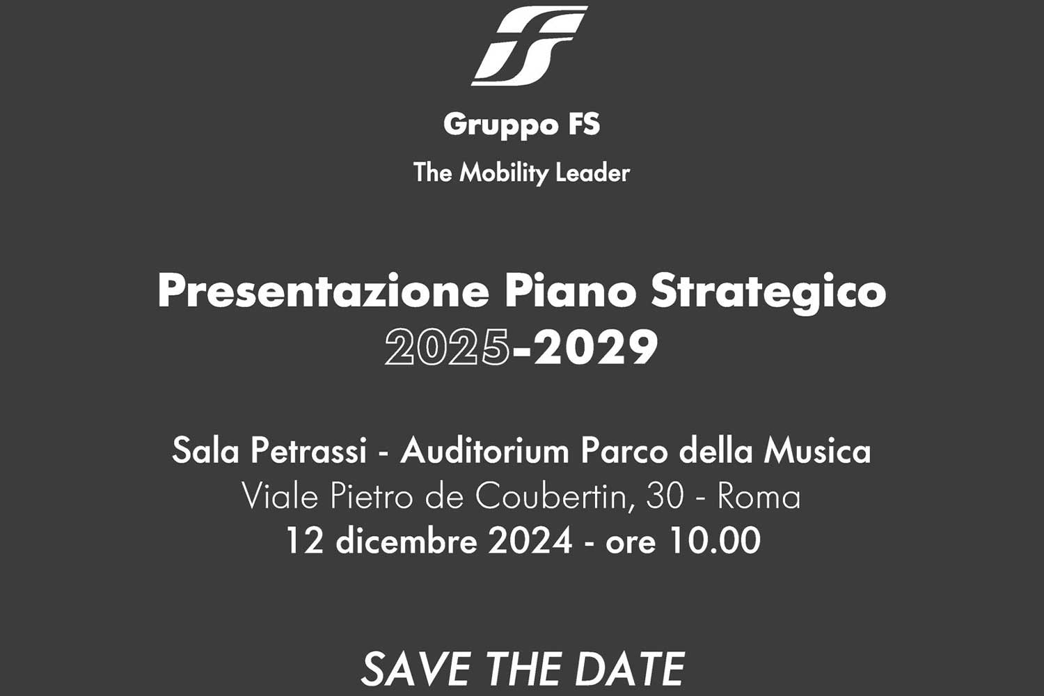 save the date, presentazione piano strategico Gruppo FS