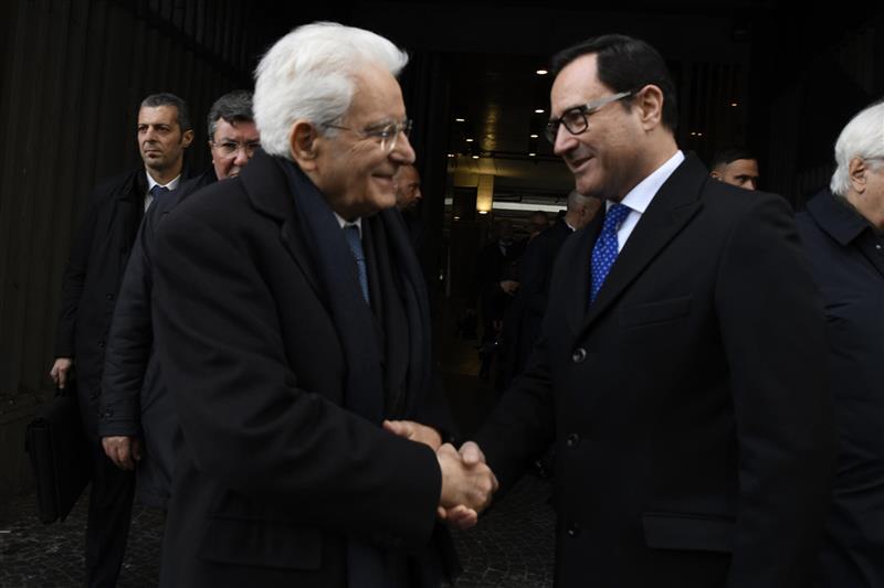 Il Presidente Sergio Mattarella e il Presidente del Gruppo FS Tommaso Tanzilli.