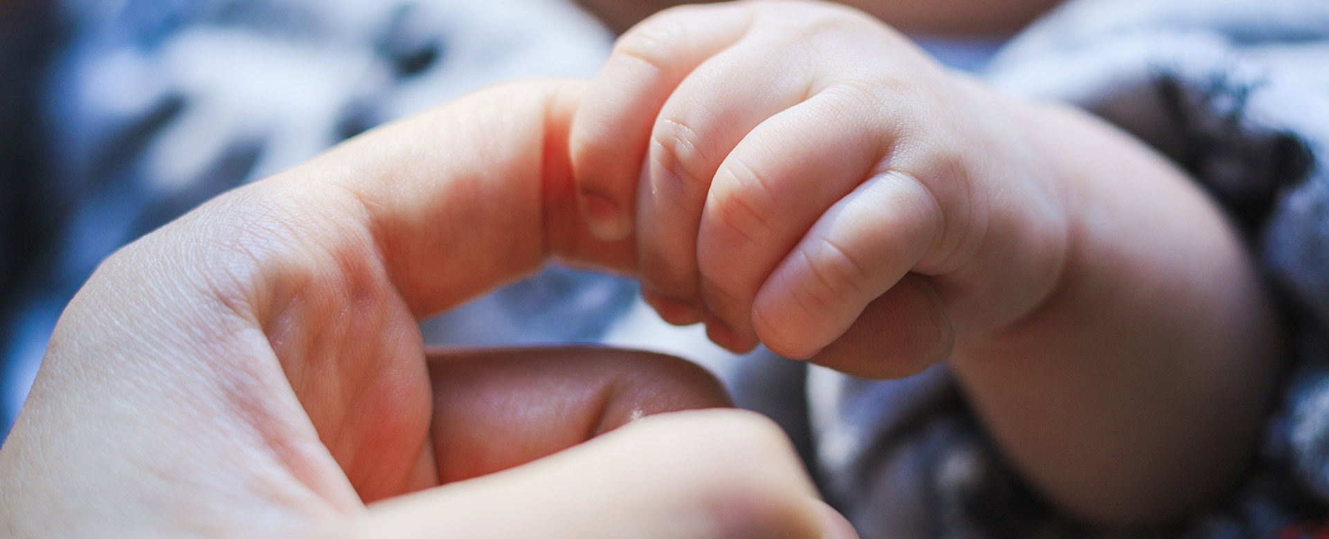 La mano di un bambino stringe il dito di un adulto