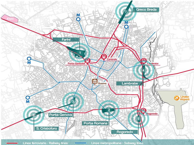 Mappa degli scali di Milano