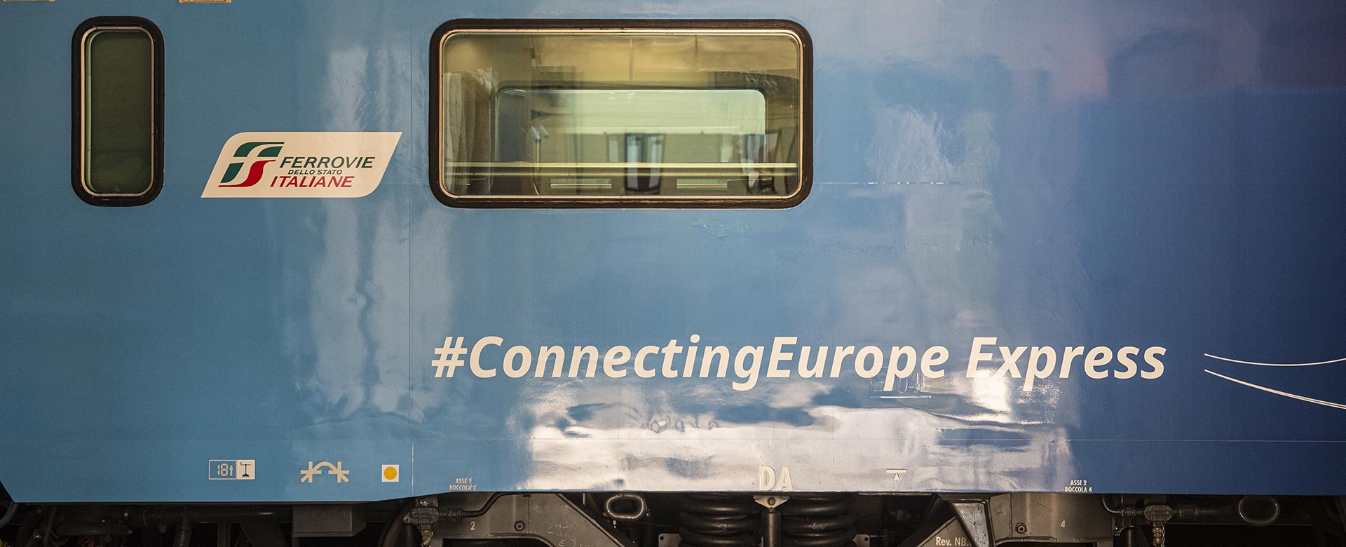 La parte frontale del treno Connecting Europe Express ©archivio FS Italiane (Foto Nicolò Campo|LaPresse)