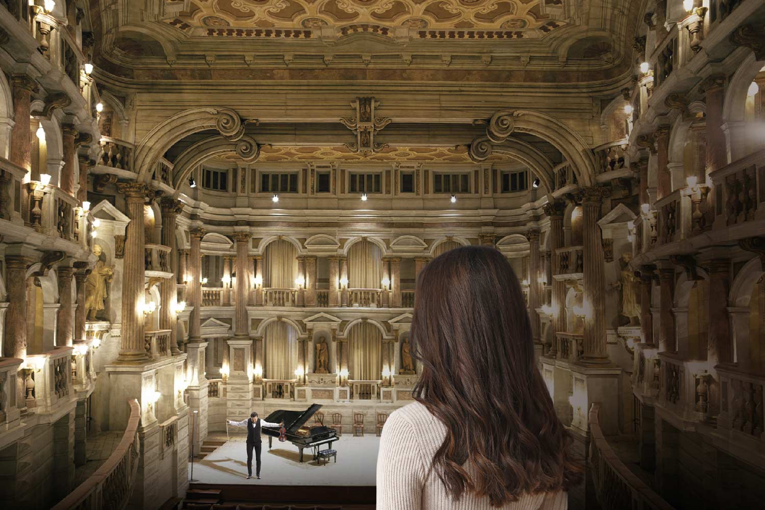 Ragazza in un teatro di Mantova