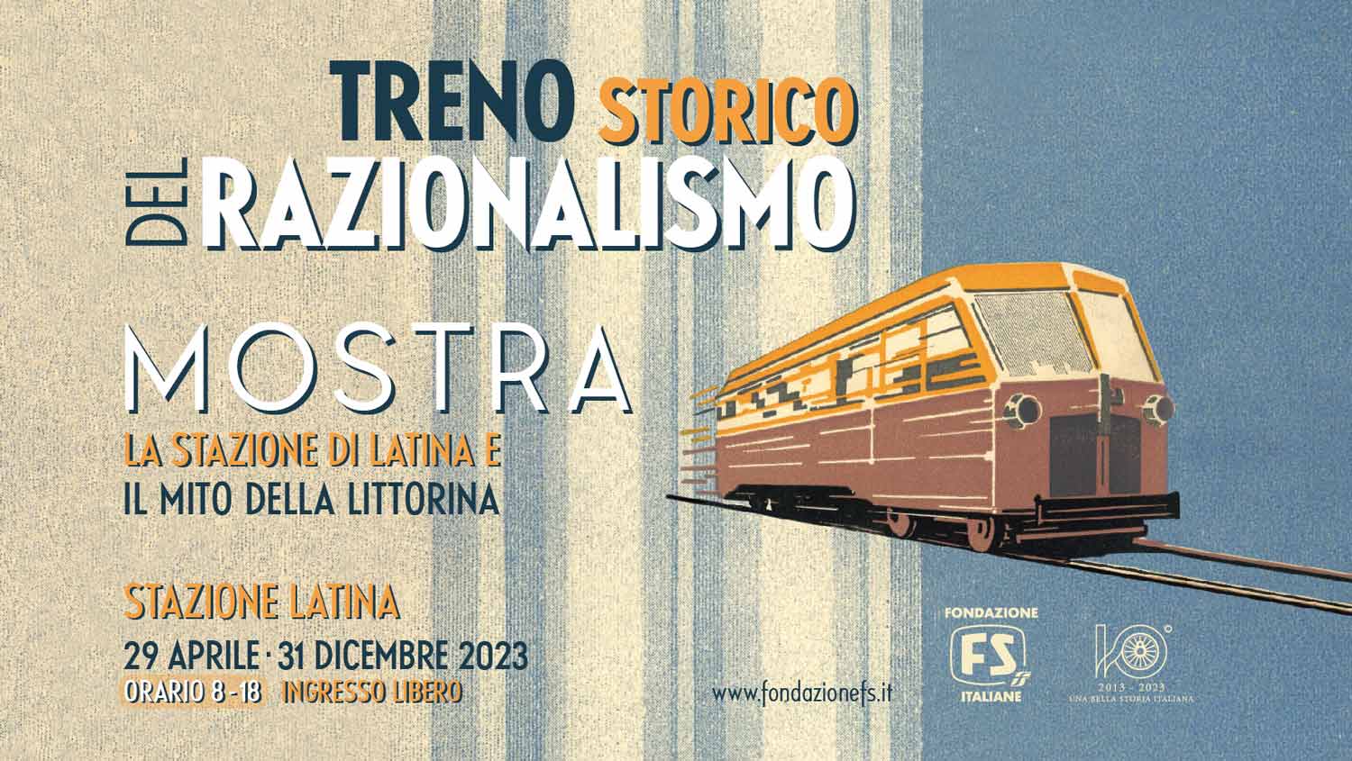 Locandina mostra La stazione di Latina e il mito della Littorina