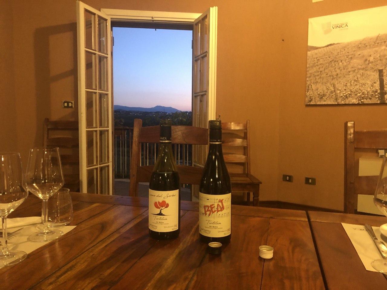 Bottiglie di vino su un tavolo